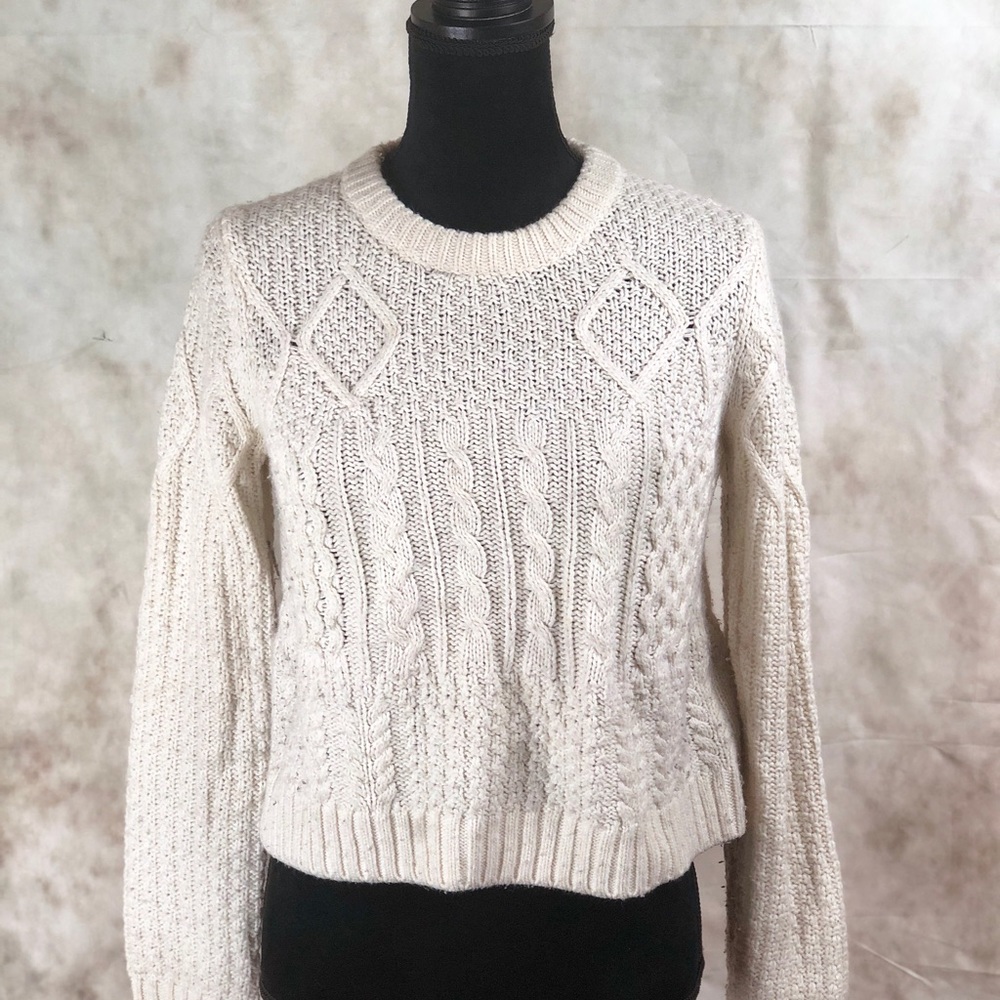 TOP SHOP Cable Knit Cropped Sweater